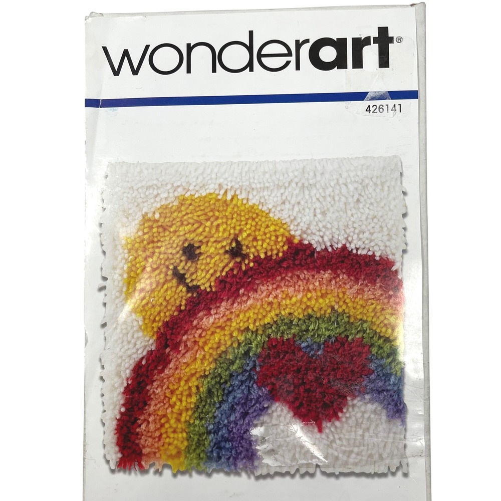 Wonderart Sunshine Rainbow Latch Hook Kit Unisex Multi Heart Smiley Face 12x12